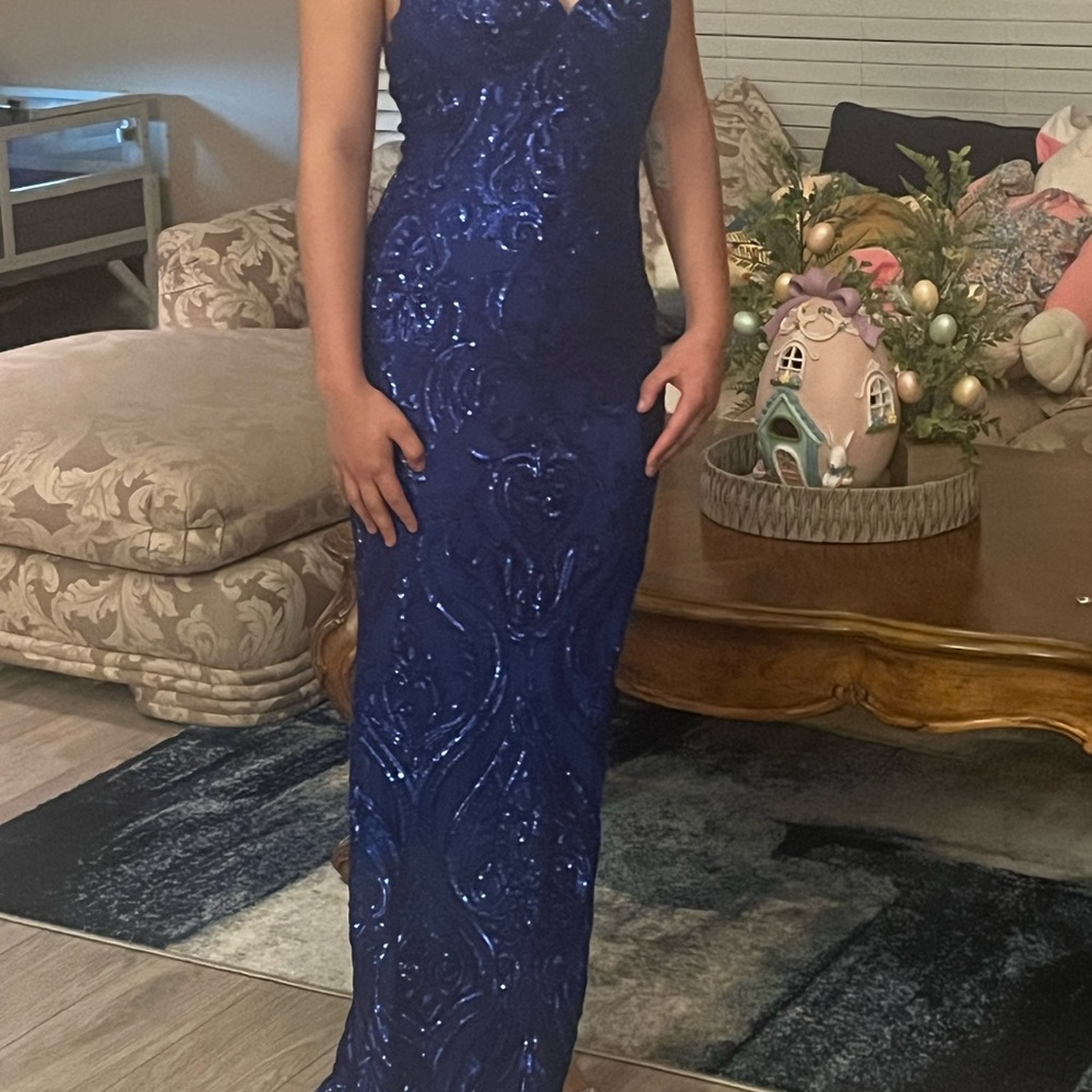 Elegant Blue Sequin Gown